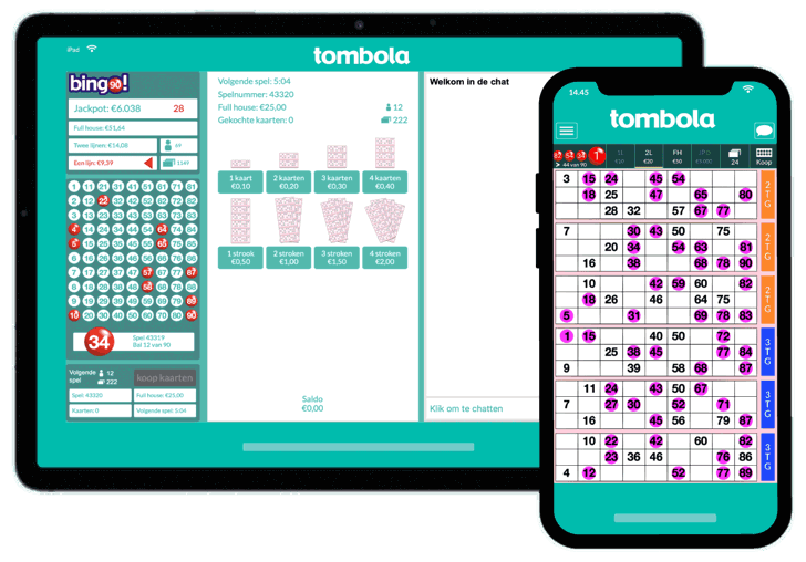 tombola spelletjes op de tablet